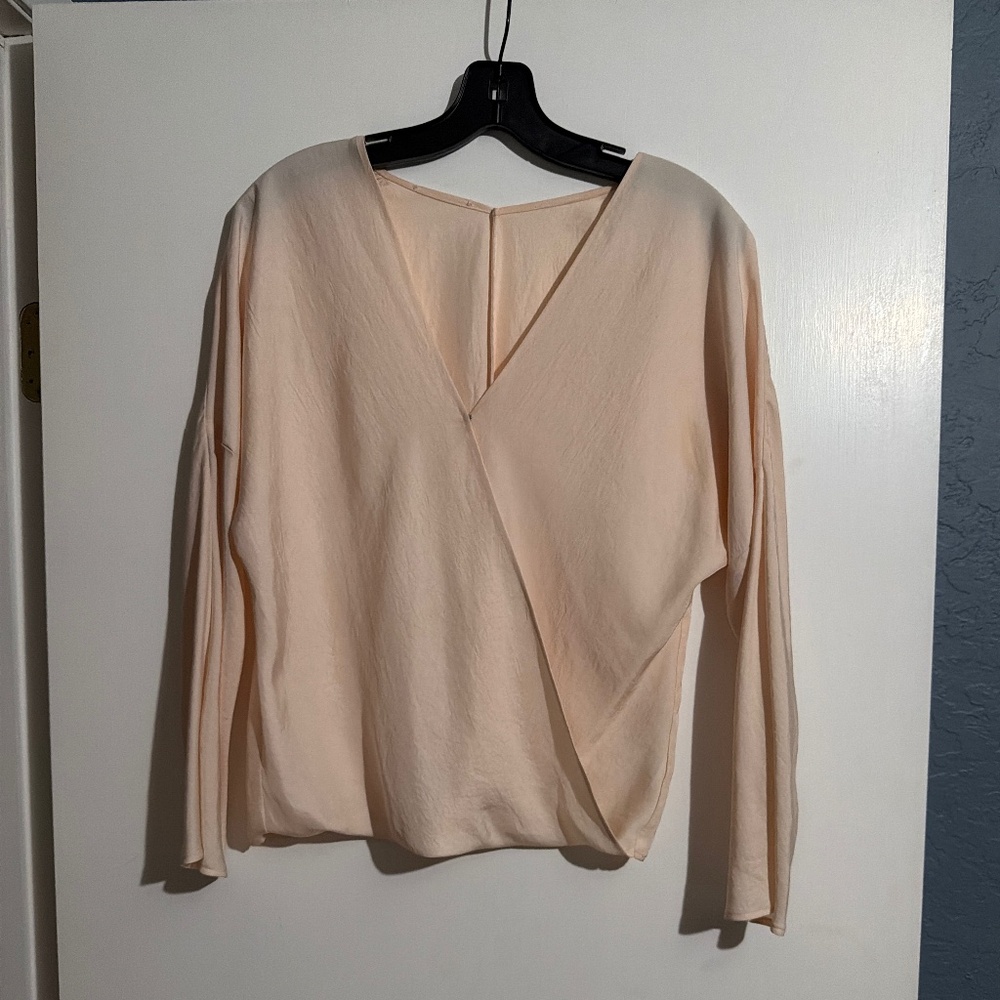 VINCE - Crossover Blouse in Oat Blush Size S
